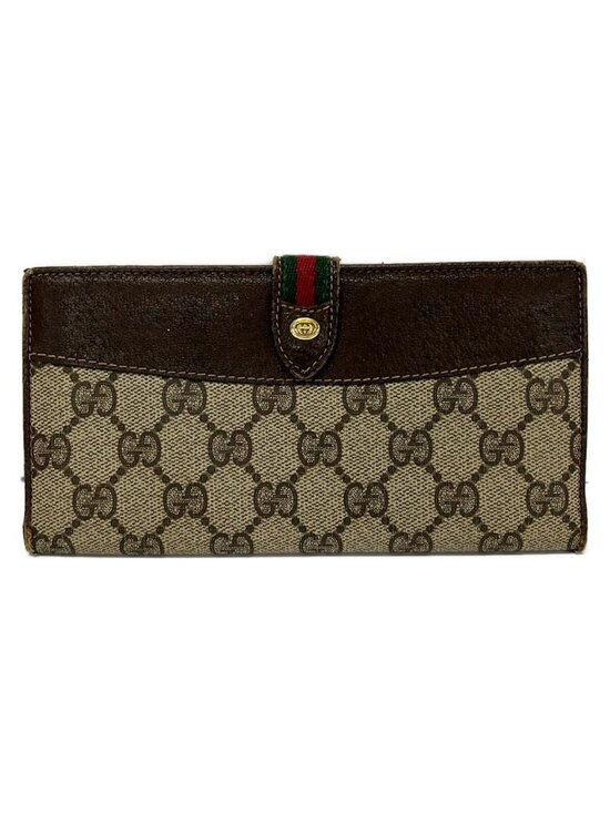 Gucci Handbags - Gucci Wallet Collection GG Plus Supreme Sherry Beige Dark Brown Leather